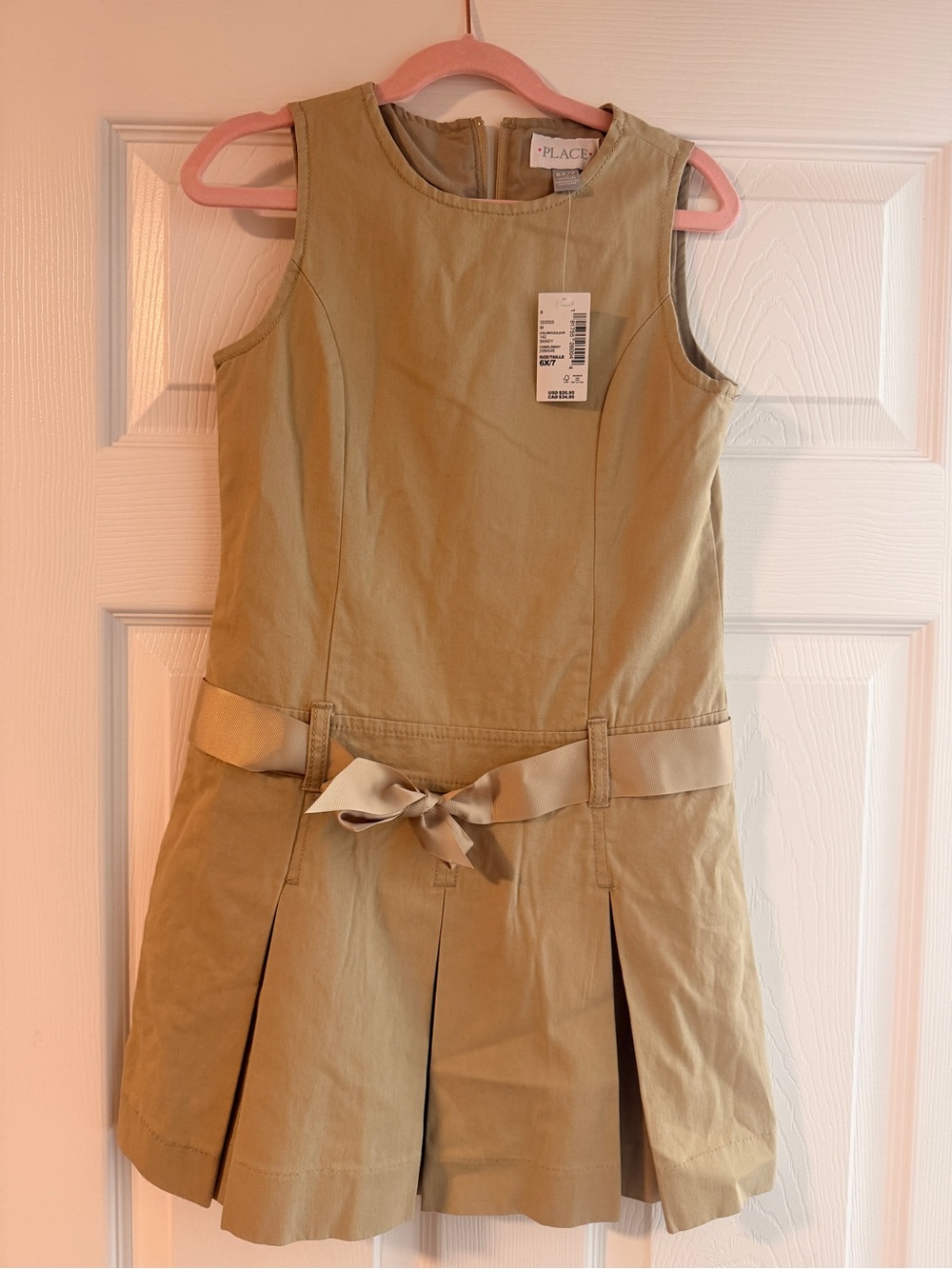 The Children's Place Tan Sleeveless Bow-Front Pleated Dress - Picture 1 of 2